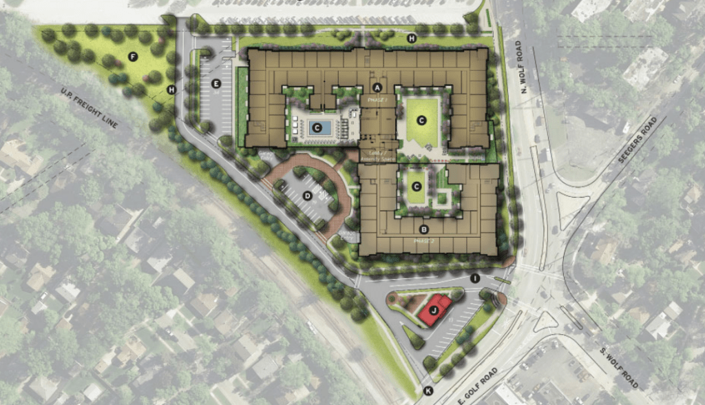 Aerial view of the proposed Cumberland Crossing development