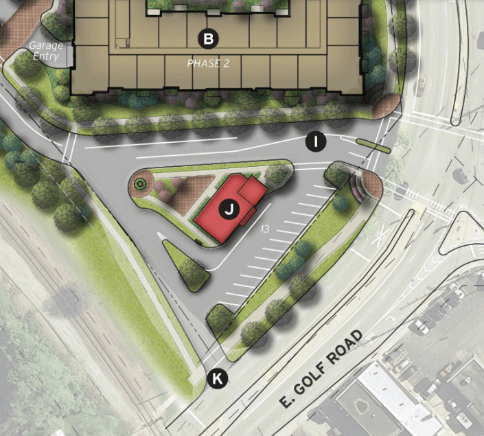 Proposed location of the fast casual dining establishment